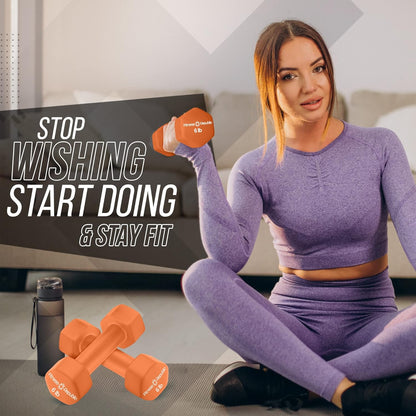 Neoprene Dumbbell Set of 2, Non-Slip, Hex Shape, Free Weights for Muscle Toning and Strength Building - Portable Home Gym Hand Weights