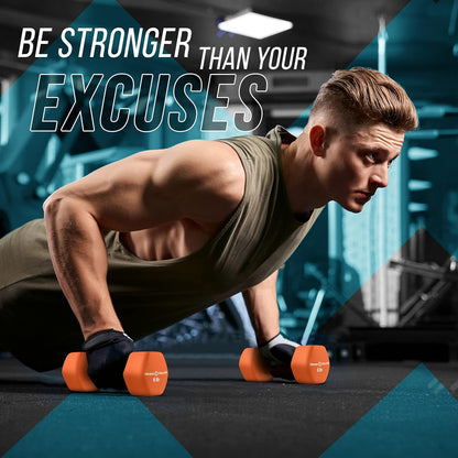 Neoprene Dumbbell Set of 2, Non-Slip, Hex Shape, Free Weights for Muscle Toning and Strength Building - Portable Home Gym Hand Weights